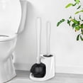 thumbnail image 2 of 2 in 1 Toilet Brush and Plunger Set - Toilet Brush with Solid Handle, Stand and Holder for Deeply Cleaning in Bathrooms - Plastic Toilet Brush and Holder Set in White, 2 of 7
