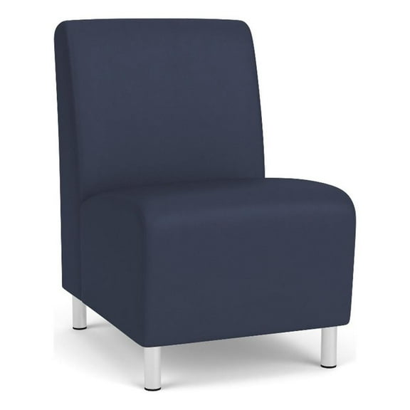 Siena Lounge Reception Waiting Armless Guest Chair / Brushed Steel Legs / Blue