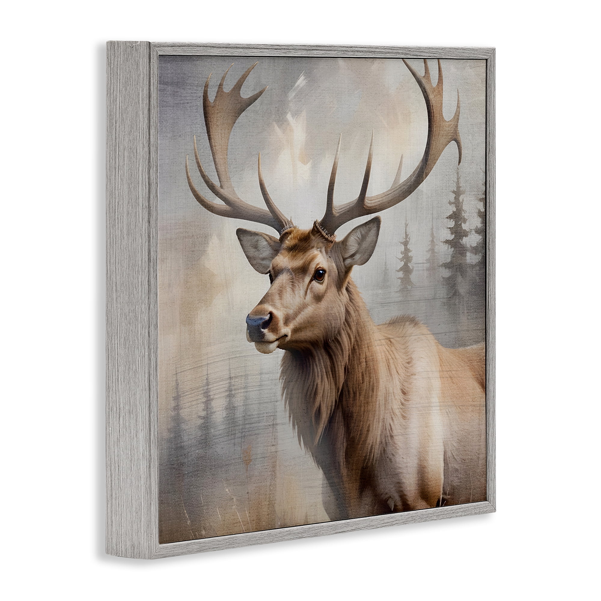 Stupell Industries Graceful Forest Stag Gray Framed Giclee Art, design by Susan Arnot