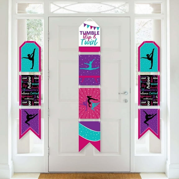 Big Dot of Happiness Tumble, Flip and Twirl - Gymnastics - Hanging Vertical Paper Door Banners - Birthday Party or Wall Decor Kit - Indoor Door Decor