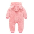 thumbnail image 2 of Suokom Baby Onesies, Baby Pajamastoddler Baby Boys Girls Color Plush Cute Bear Ears Winter Thick Jumpsuit Romper Baby Clothes 0/3-18 Months Pink 12-18 Month, 2 of 3