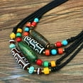 thumbnail image 2 of K-KED Tibetan Agate Bead Necklace with Nine Eye Beads Woven Rope for Men and Women-green, 2 of 9