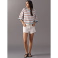thumbnail image 6 of Women's Striped Crew Neck Drop Shoulder Short Sleeve Cropped Knit Sweater Blue S, 6 of 8