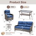 thumbnail image 4 of Jentlehouse 5 Pieces Outdoor Patio Furniture Set,Wicker Rattan Patio Sofa Set with Swivel Chairs,2-Tier Table and Side Table,Outdoor Conversation Set for Poolside Balcony Backyard Porch, 4 of 11