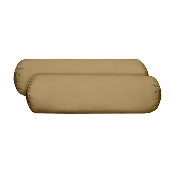 RSH Décor Set of 2 - Indoor/Outdoor Decorative Neckroll/Throw Pillow Made with Solid Tan Fabric (24" x 8") - Choose Size and Choose Color