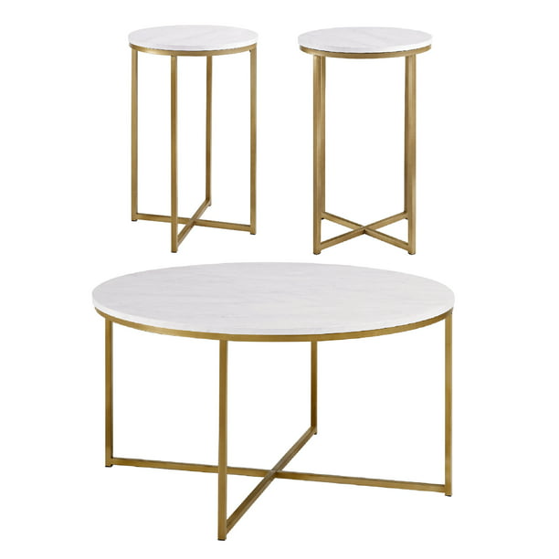 Manor Park 3 Piece Mid Century Modern, Marble Coffee Table Set Of 3