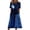 Blue, variant on Women's Halloween Print Casual Dress, Round Neck with Pockets, Comfortable Relaxed Fit for Everyday Outings, Halloween Themed Cosplay Dress Black L