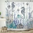 thumbnail image 4 of Beach Theme Shower Curtain Nautical Coastal Ocean Seashell Fabric Bathroom Curtain, Stylish Bathroom Accessories For Fun Home Decor Bathroom Decor 66x72in, 4 of 7