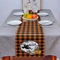 thumbnail image 3 of Halloween Boo Table Runners Ghost Spooky Pumpkin Witches Hat Non-Slip Rectangle Party Table Decorations for Kitchen ,Home ,Dining Table ,Outdoor,13X90?Inches Long,Buffalo Check Plaid Orange Black, 3 of 8
