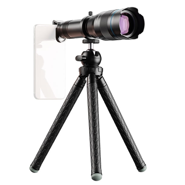Lente del teléfono Metal 60X HD Teléfono Teleobjetivo Zoom Kit de lente Telescopio monocular con mini trípode extensible Eye Cup Clip de metal Bolsa de lente portátil Universal para la mayoría de los APEXEL Lente del teléfono