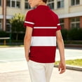 thumbnail image 7 of akafmk Boys School Uniform Shirts Short Sleeve Athletic Shirt Collared Striped Activewear Casual Summer Tops, 5-15Y, 7 of 7