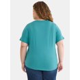 thumbnail image 4 of Terra & Sky Women’s Plus V-Neck Tee with Short-Sleeves, 2-Pack, Sizes 0X-5X, 4 of 7