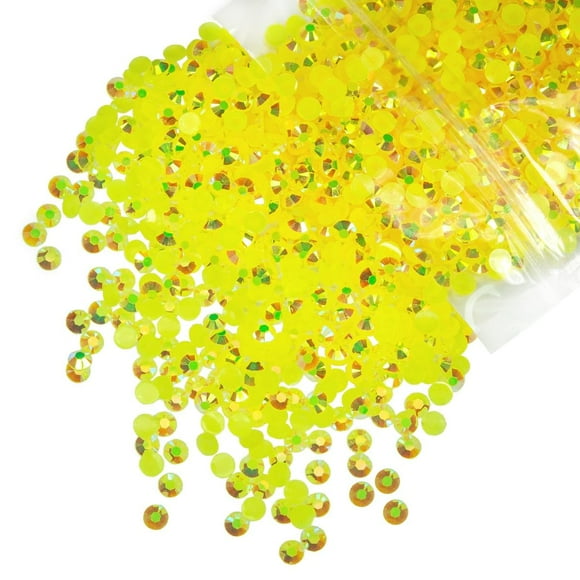 qiipii 620 piezas de 0.236 in amarillo limón AB resina diamantes de imitación citrino AB Flatback Jelly resina piedras a granel SS30 diamantes sin Hotfix gemas encantos para uñas cara ojos maquillaje