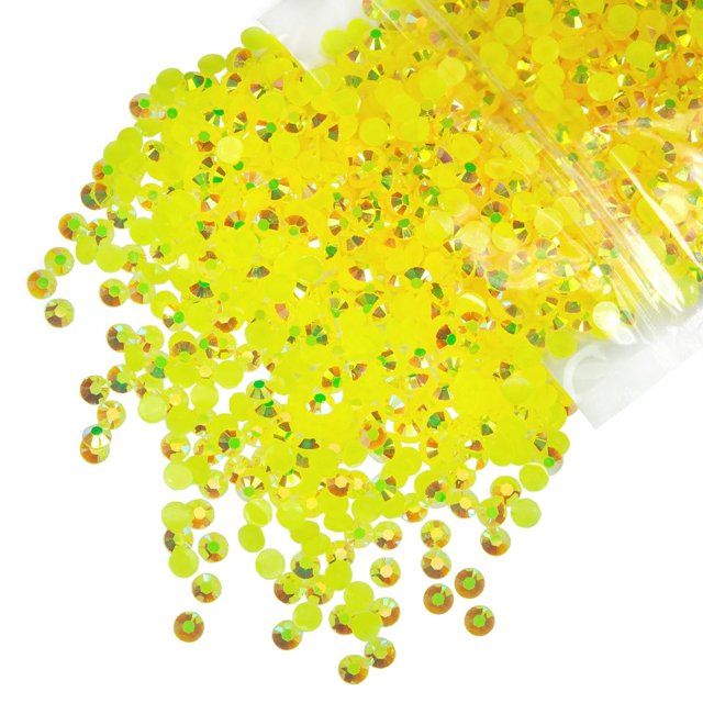 qiipii 620 piezas de 0.236 in amarillo limón AB resina diamantes de imitación citrino AB Flatback Jelly resina piedras a granel SS30 diamantes sin Hotfix gemas encantos para uñas cara ojos maquillaje
