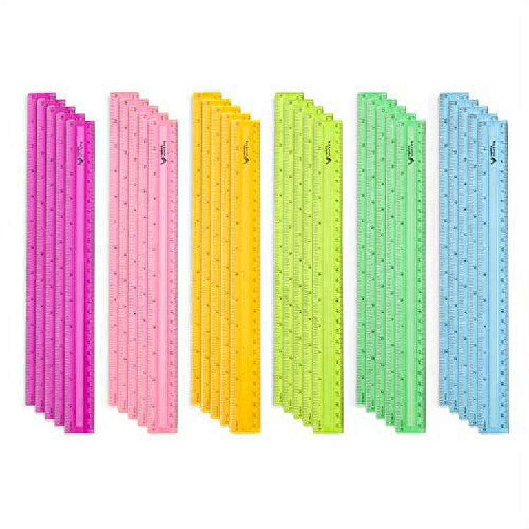 Blue Summit Supplies 30 Plastic Rulers Bulk Shatterproof 12 inch Ruler for School Home or Office Clear Plastic Rulers Assorted Colors 30 Pack