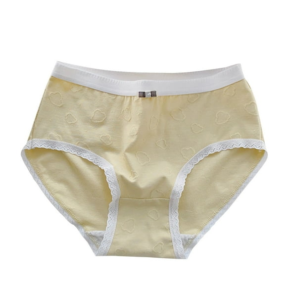 FFENYAN Teen Girls 3-14Yrs 100% Cotton Briefs with Lace Trim and Cloud Jacquard Seamless Mid-Rise Antibacterial Breathable Underwear for School Daily Wear