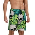 thumbnail image 2 of Gaeub Skull and Palm Leaves Printed Men's Short Pajama Pants, Lightweight Lounge & Sleep Bottoms Keep You Cool - X-Large, 2 of 9