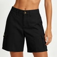 thumbnail image 6 of Women Stretchy Cargo Shorts High Waisted Shorts for Women Knee Length Summer Casual Shorts Black S, 6 of 9