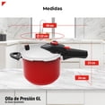 thumbnail image 4 of Bogner Olla De Presión Acero Inox 6L Color Rojo BPCR06L, 4 of 9