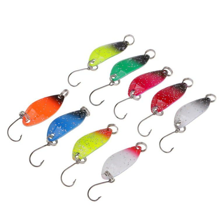 9pcs Trout Spoon Lure Metal Baits Jigging Single Hook Fishing Spoon Lure Kit, Size: 1.26, Other
