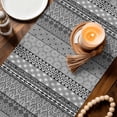 thumbnail image 3 of Grey Black Boho Table Runner - 36 Inch Long Vintage Ethnic Tribe Abstract Art Cotton and Linen Blended Dress Scarves Farmhouse Table Runner for Kitchen Dining, Coffee Table, 13" x 36", 3 of 8