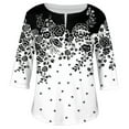 thumbnail image 5 of ADSSDQ Womens 3/4 Sleeve Tops Plus Size Summer Floral Pattern Tee Shirts With Pocket V Neck Gym Shirts Elbow Length Fall Cotton Tunic Tops For Women Casual Soft Oversized Sweatshirt Black 2XL, 5 of 5