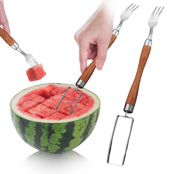 1X Watermelon Scoop,Watermelon Spoon Large,2 In 1 Stainless Steel Fruit Cutter 2024 New Watermelon Slicer Cutter Summer Watermelon Fruit Cutting fork Portable Watermelon Cutter Slicer Tool