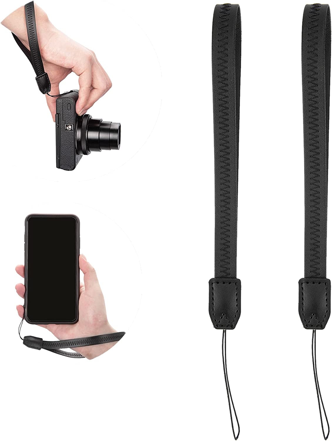 2 Pack Durable PU Leather Short Lightweight Hand Wrist Strap Lanyard String for Canon G7X Mark