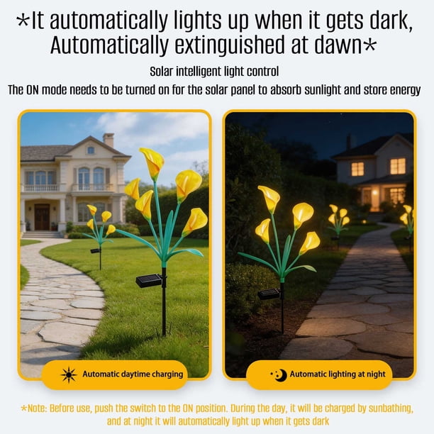 Artificial Solar Light Ground Stake Fake Flower For Garden Outdoor Faux With LED Lamp Waterproof Yard Decoration For Patio