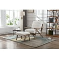 thumbnail image 2 of Guyou Mid Century Accent Chair and Ottoman Set, Upholstered Linen Fabric Armchair Comfy Single Sofa Lounge Chair with Wooden Frame for Fireplace Bedroom Living Room Study, White, 2 of 13