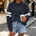 thumbnail image 6 of Staron Fall Winter Sweaters for Women Cozy Oversized Knit Pullover Round Neck Long Sleeve Loose Comfy Casual Basic Fashion Tops Navy XL, 6 of 7