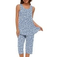 thumbnail image 4 of Conjunto de Ropa de Salón para Mujer Cuello Redondo Blusa sin Mangas Sólida Y Pantalones Cortos de Cintura Elástica Pantalones, Pantalones Cortos de Verano para Mujeres, 4 of 7