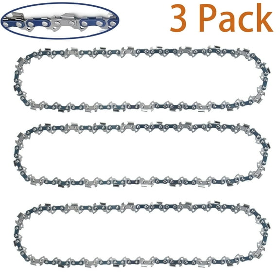 YUNMEIYI 3 Pack 18 Inch Chainsaw Chain 3/8" LP Pitch, .050" Gauge, 62 Drive Links, Low kickback, Lubrication System Chainsaw Blade fits Echo, Ego, Poulan, Craftsman, Greenworks, etc, KP-S62