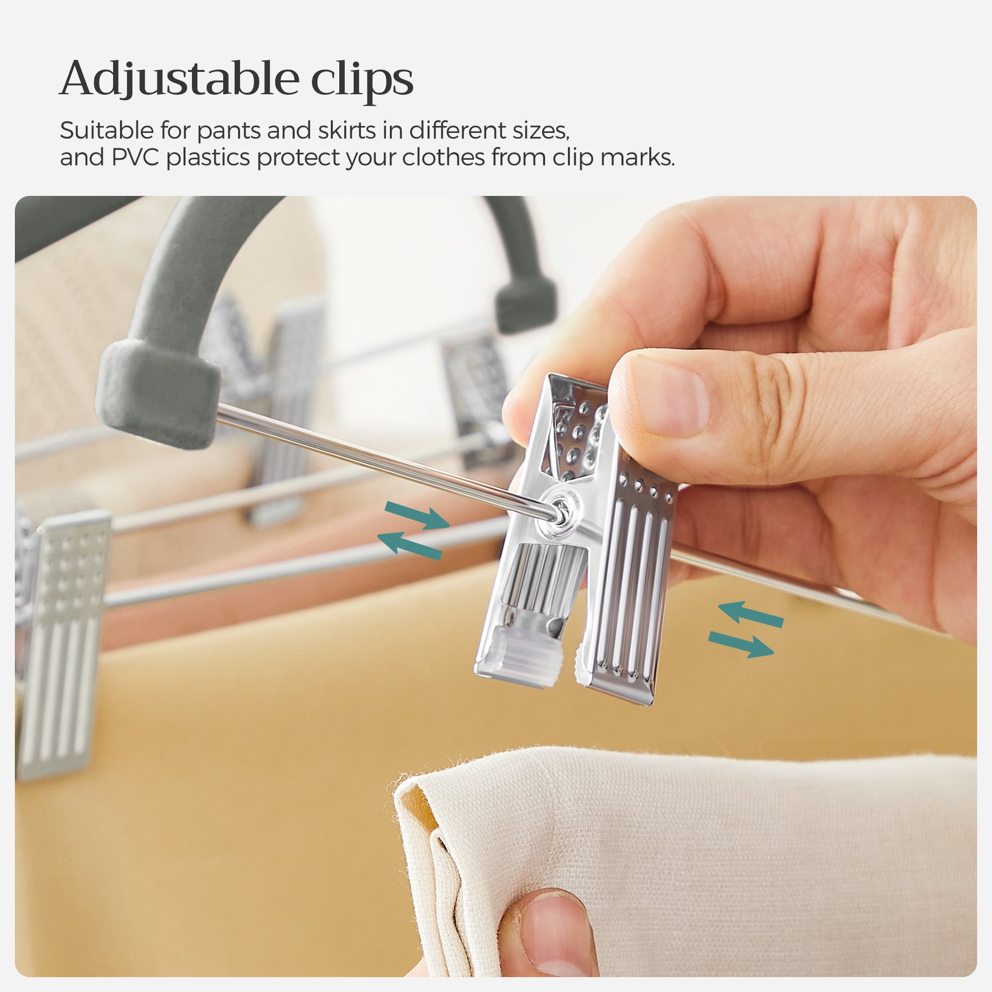 Velvet Skirt Pants Hangers 30 Packs Velvet Hangers with Adjustable Clips Non Slip Space Saving Clothes Hangers for Skirts Pant Gray