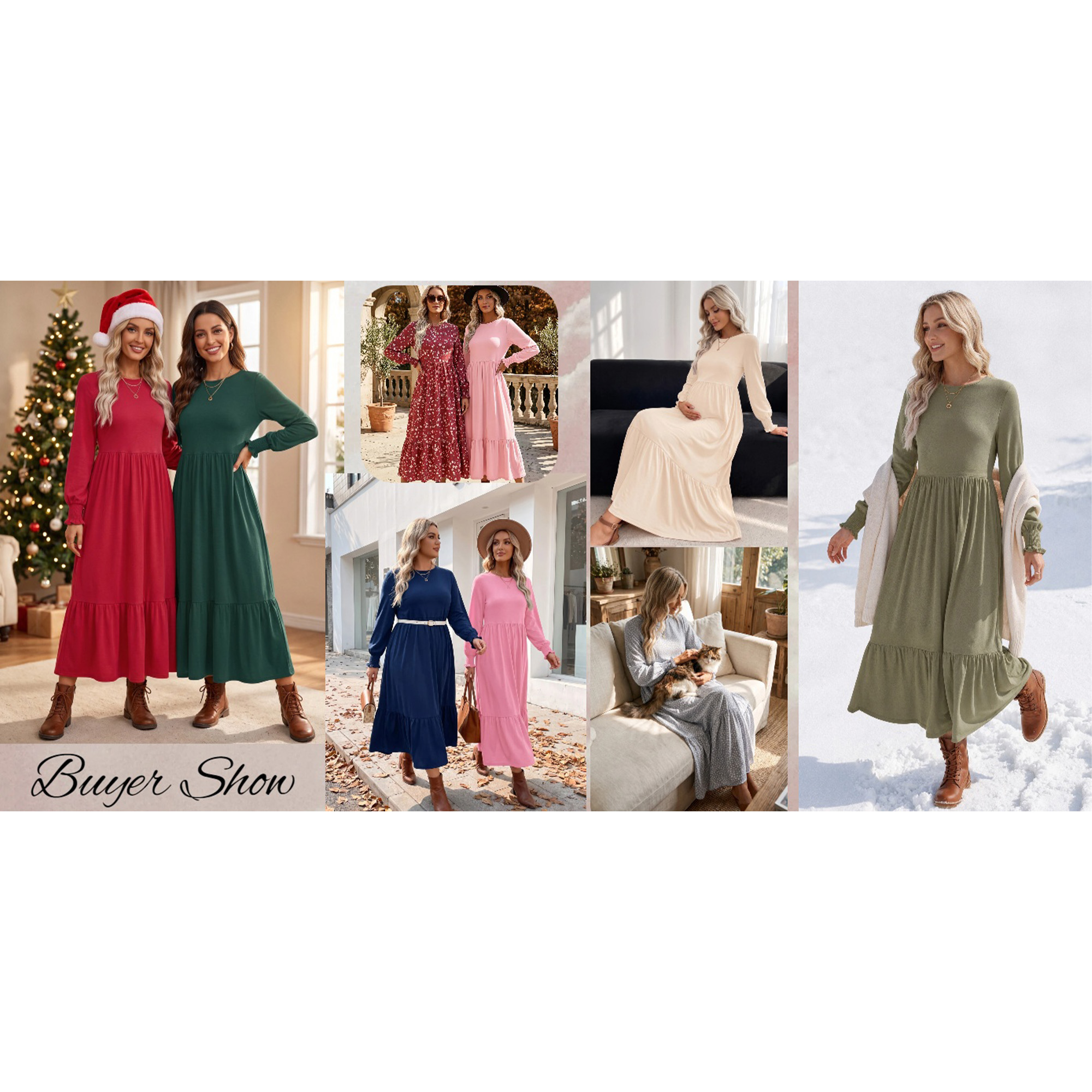 UVN Women's Pleated Long Sleeve Casual Dress photo 2