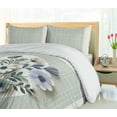 thumbnail image 3 of Ambesonne Flowers Duvet Cover Set, Modern Boho Lattice Floral, Calking, Pale Green Ivory Purple, 3 of 4