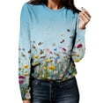thumbnail image 1 of T-shirt à Manches Longues pour Femmes, Décontracté, Simple, Mode, Col, Imprimé Couleur, 1 of 4