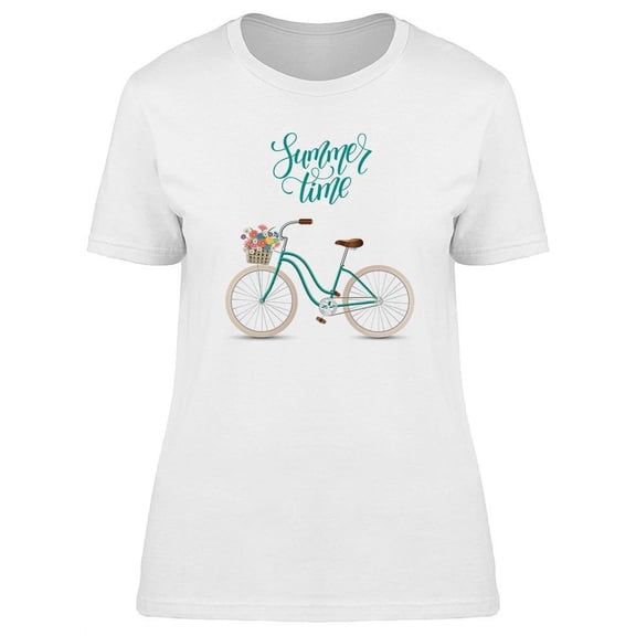 Summer Time Bycicle With Basket T-Shirt Women -Image by Shutterstock, Female Large