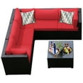 thumbnail image 4 of Gymax Ensemble de Conversation pour Terrasse en Rotin 6 Pcs, Sectionnel d'Extérieur avec Coussins Rouges, 4 of 8