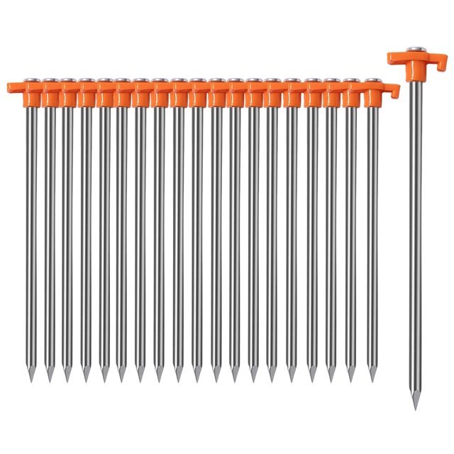 Estacas para tienda de campaña Cheardia, 20 unidades, metal resistente, 25 cm, no se oxida
