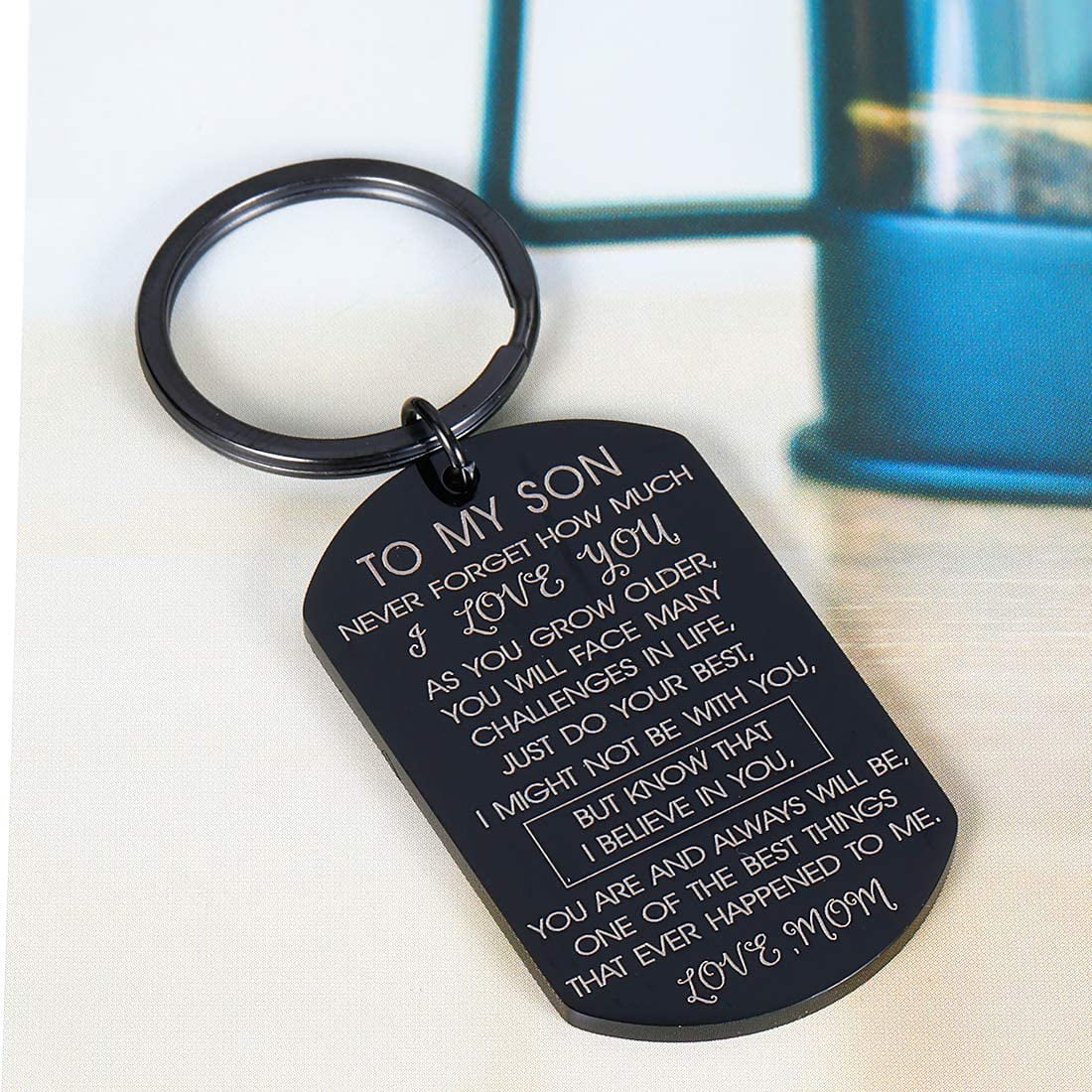 Inspirational Message Quote Keychain Gift Mom Dad Daughter Son Keyring Pendant 