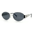 thumbnail image 5 of Womens Classic Retro Dad Fashion Oval Round Metal Rim Sunglasses Silver - Black, 5 of 8