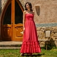 thumbnail image 5 of Kishawna Womens Boho Floral Puff Sleeve Tiered Maxi Dress Long Dresses, 5 of 8