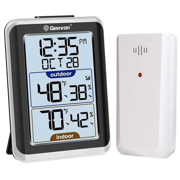 Thermomètre intérieur extérieur sans fil avec horloge numérique
