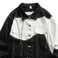 thumbnail image 4 of Abrigos vaqueros para hombre, estilo hip hop, estilo callejero, con empalmes negros, chaqueta vaquera para hombre, moda vintage coreana, ropa de abrigo de invierno desgastada, ropa holgada Joker, 4 of 4