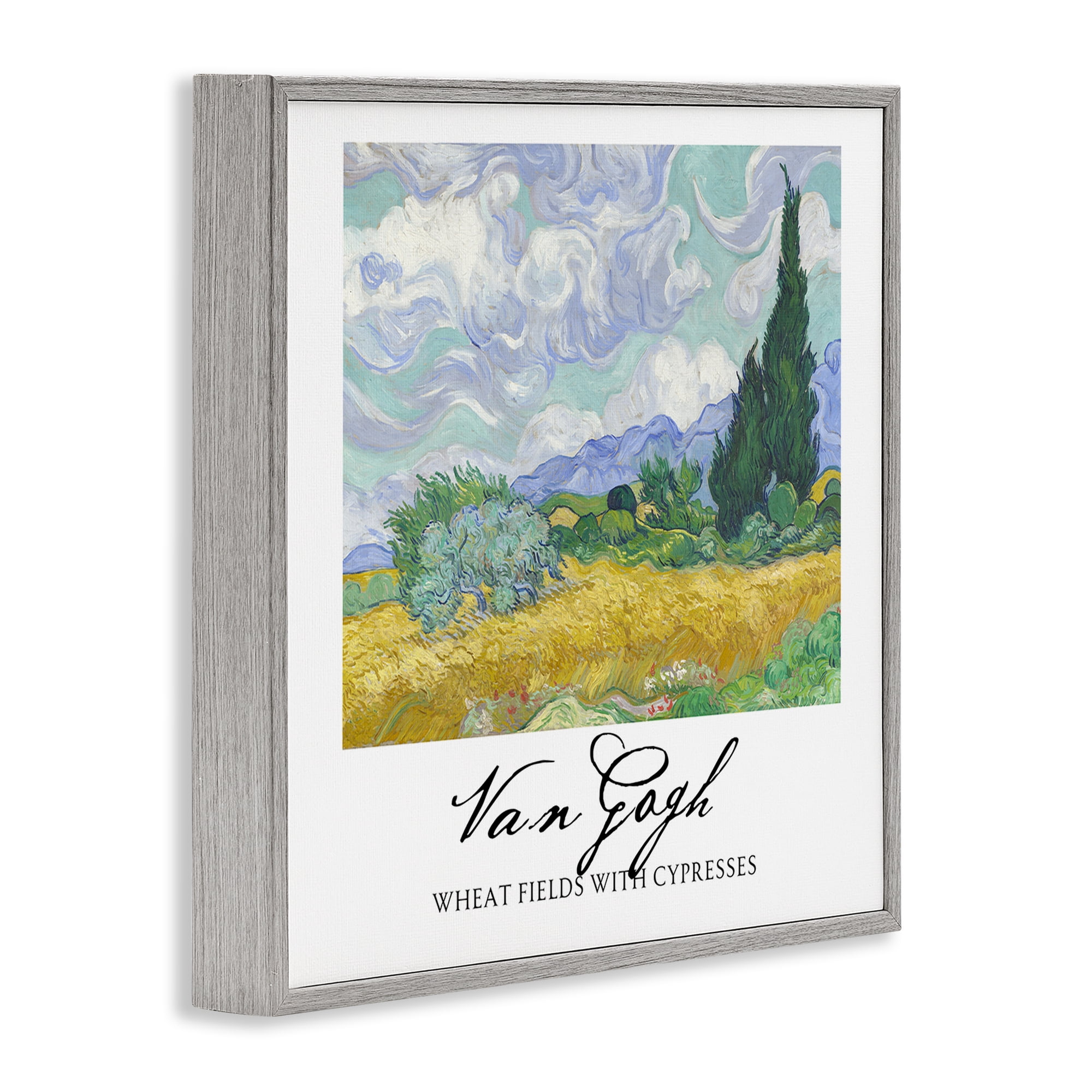 Stupell Industries Van Gogh Wheat Field with Cypresses Gray Framed Giclee Art, design by Vintage Hustle