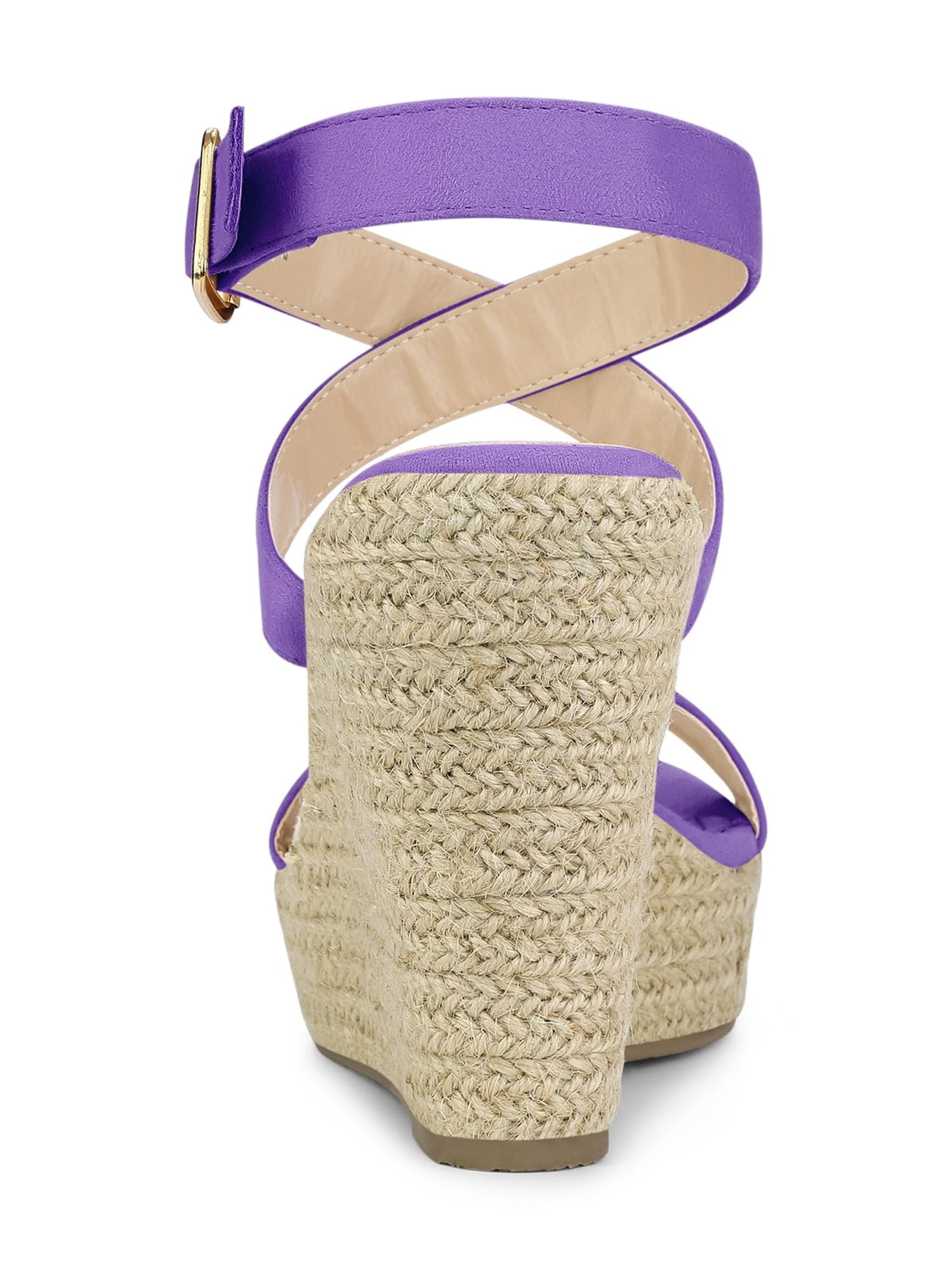 DARING DIVA Women's Slingback Crisscross Wedges Heel Espadrille Sandals Purple 6