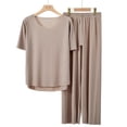 thumbnail image 3 of Pijamas frescos para parejas, pantalones finos de manga corta con hilo de seda de hielo de verano para mujer, ropa de abrigo, ropa de casa para hombre, traje, 3 of 3