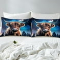 thumbnail image 4 of Highland Cow Bed&nbsp;Sheets&nbsp;Set Bull Cattle Queen Sheet&nbsp;Set for Girls,Farm Animals Sheets Farmhouse Wildlife Top&nbsp;Sheet,Galaxy Moon Western Decor, 4 of 5