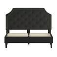 thumbnail image 5 of Merrick Lane Queen Size Platform Bed with Slatted Support Contemporary Black Tufted Fabric Upholstery with Gold Accent Nail Trim, 5 of 9